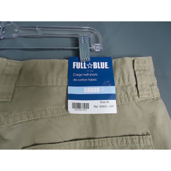 Full Blue Cargo Twill Shorts 100% Cotton Mens Size 40 Inseam 10" Khaki New - Picture 3 of 8